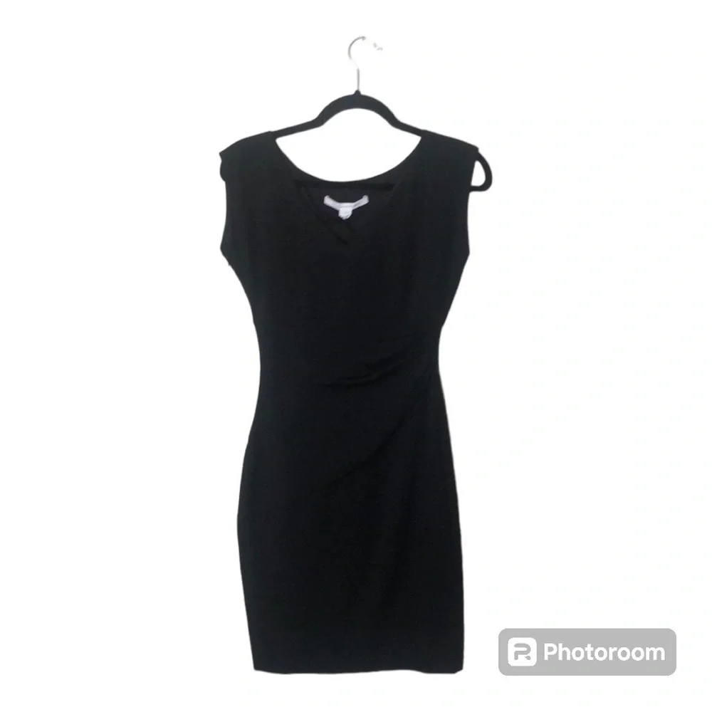 Diane von Furstenberg Bevin Ruched Sheath Dress Black Size 2 NWT $348